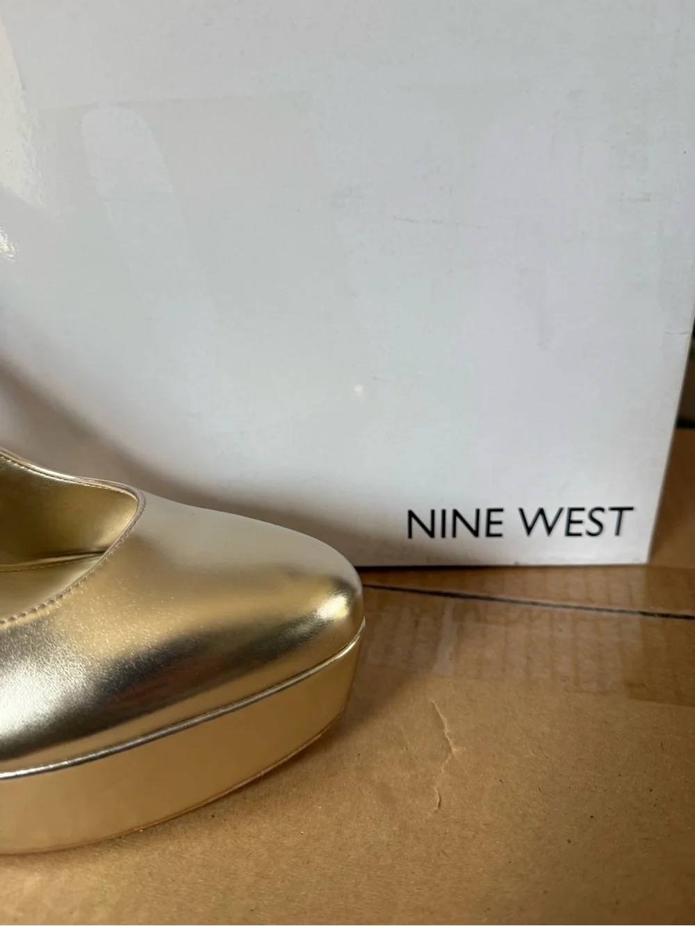 Nine West Metallic Gold Platform Slingback Pumps